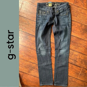 G-Star Women’s Reese Straight Jeans Whiskering Color Concrete Size  26